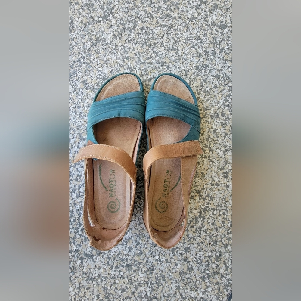 Naot Women's Teal and Tan Sandals - Picture 2 of 5